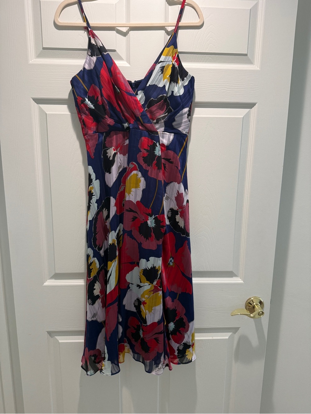Lulu's Navy Floral Spaghetti-Strap Midi Dress
